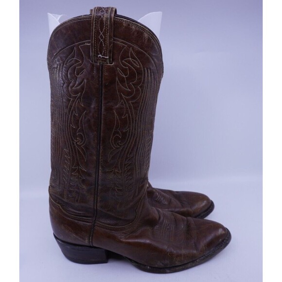 Tony Lama Vintage Gold Label Cowboy Boots Mens 10.5D #6367 Brown Distressed Work - Picture 1 of 9